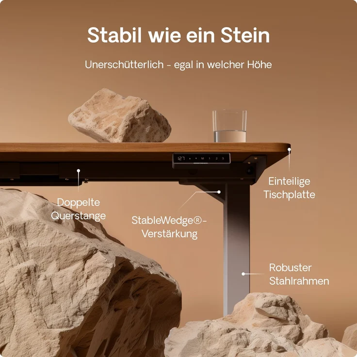 Desktronic HomePro Elektrisch höhenverstellbarer Schreibtisch 160x80cm Grau/Walnuss mit Memory-Funktion, Anti-Kollisions Technologie, USB-A und USB-C-Ladeanschlüssen – Bild 4
