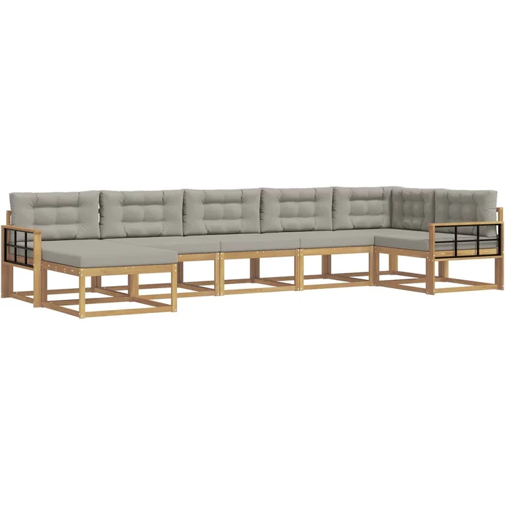 vidaXL Outdoor-Sofagarnitur 7 stk. 7-Sitzer Weiß und Hellgrau 3386770 – Bild 2