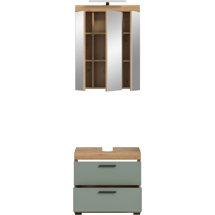 Xonox Scout Badkombination (B/H/T: 60x191x34 cm) in Salbei und Artisan Eiche Nachbildung – Bild 3