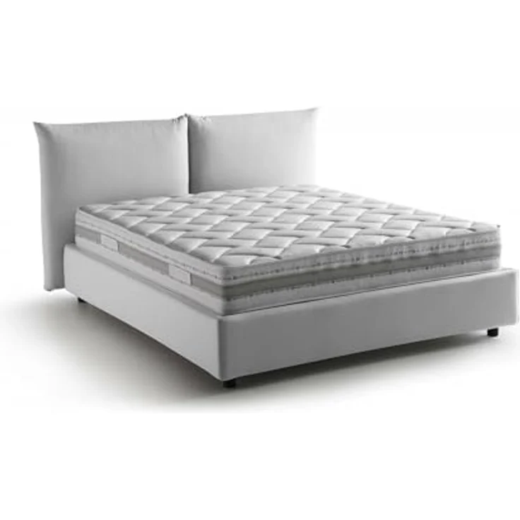 Talamo Italia - Cristel-Doppelbett, Bettkasten mit Stoffbezug, 100% Made in Italy, Öffnung vorne, inklusive Matratze 160 x 190 cm, Weiß – Bild 3