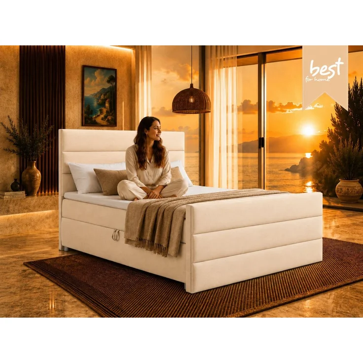 Best for Home Boxspringbett Trinity K-1 LUX – Modern Boxspringbett mit Stauraum & Komfort (Boxspringbett-Set, 1-St, Komplettes Boxspringbett-Set inklusive Matratze und Topper), Ergonomischer Schlafkomfort, großer Stauraum – Bild 3