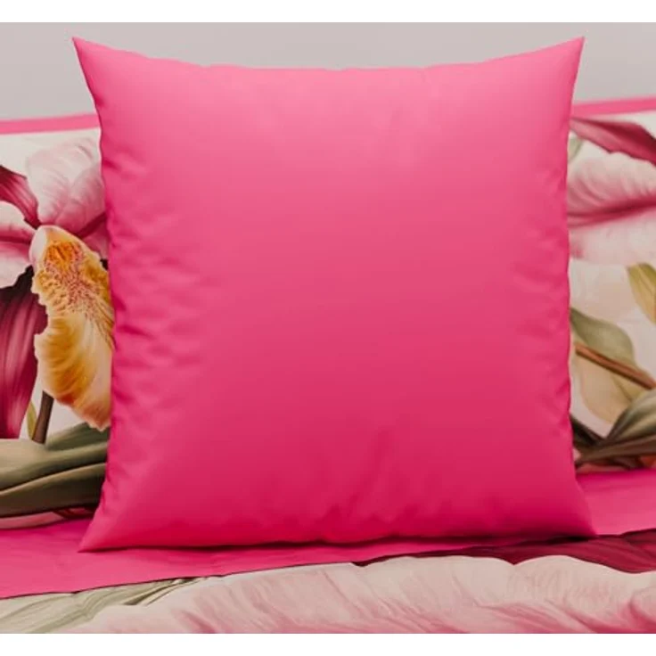 PETTI Artigiani Italiani 2er-Set Kissenbezüge 45x45 cm, einfarbig Fuchsia, hypoallergene Mikrofaser, 100% Made in Italy – Bild 2