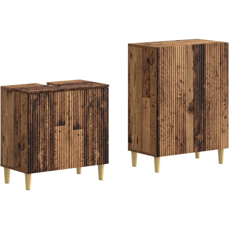 vidaXL 2-teiliges Badezimmer Schrank Set ARNHEM Altholz Holzwerkstoff 3417610 – Bild 1