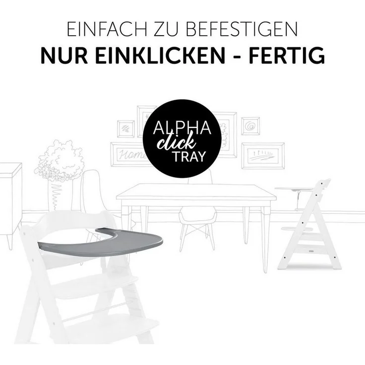 Hauck Hochstuhl Alpha Plus Grey, Mitwachsender Holz Kinderhochstuhl mit Essbrett & Sitzverkleinerer – Bild 3