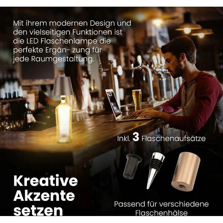 AddLiving LED Flaschenleuchte Bronze – Bild 8