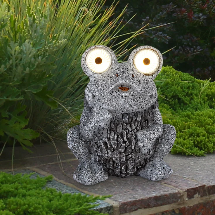 2er Set LED Solarleuchte, Frosch, grau, Höhe 21 cm – Bild 8