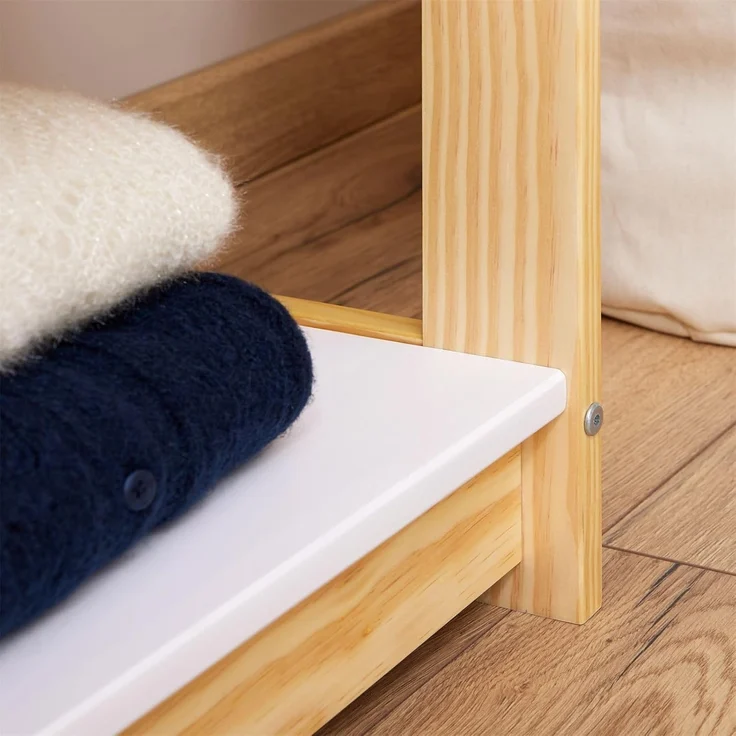 IDIMEX Kinderkleiderschrank SALLY Kindergarderobe im Haus Design, 4 Ablagen & Kleiderstange natur/weiß – Bild 8