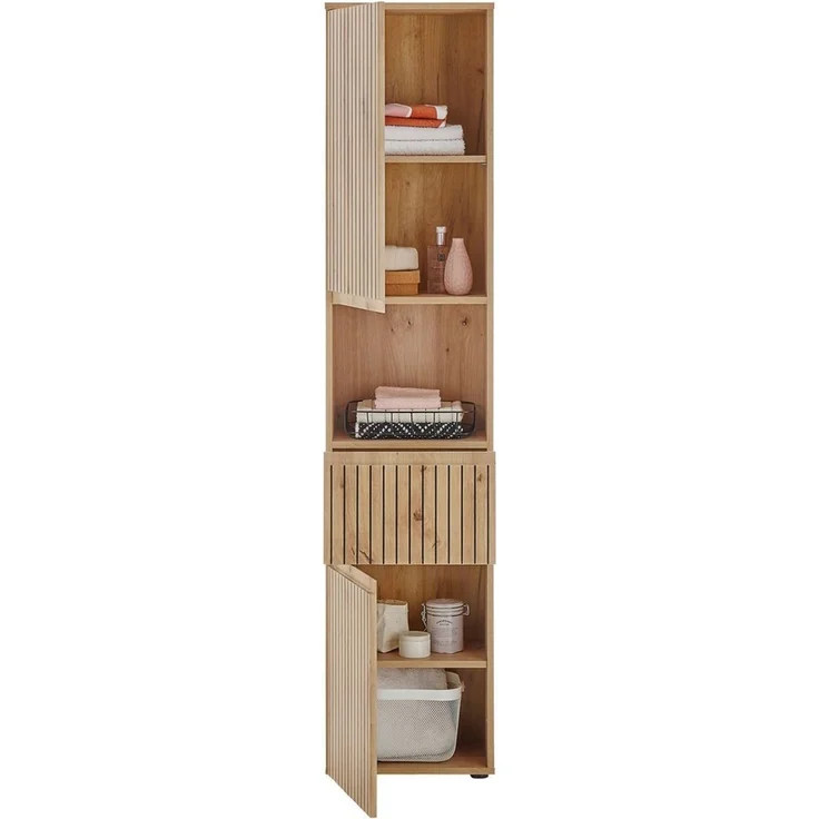 AUSTIN Badezimmer Hochschrank in Artisan Eiche Optik, Wildeiche Optik FSC-zertifiziert - Badezimmerschrank Bad Schrank mit viel Stauraum - 40 x 181 x 31 cm (B/H/T) – Bild 3