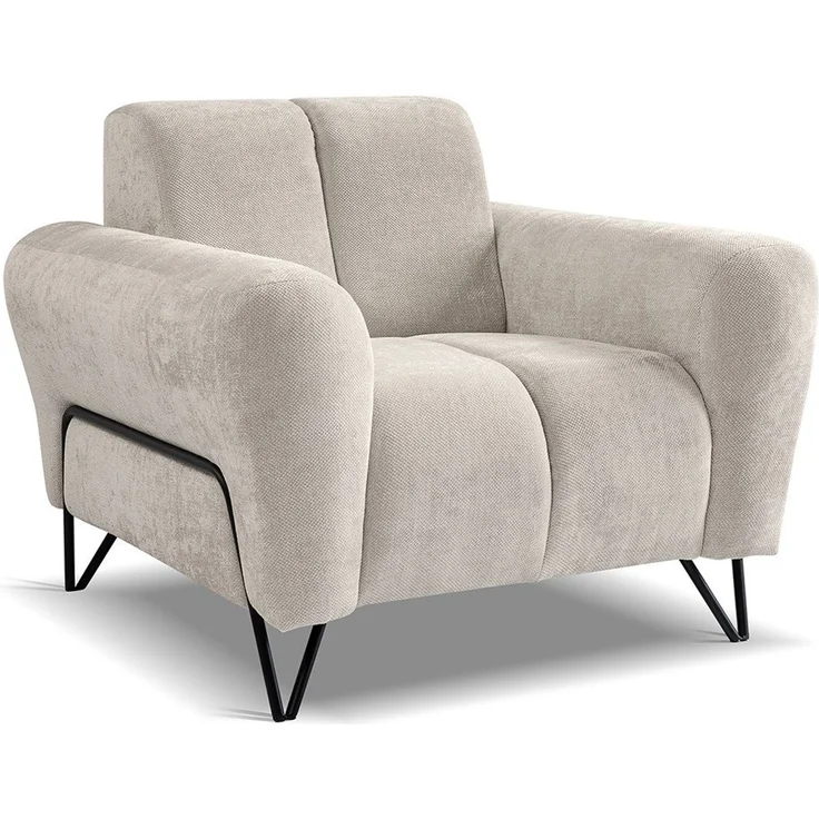 Beautysofa Sessel mit Metallbeine in schwarzer VOLARE (modernes Design, Rücken mit Hauptstoff), viele Farbvarianten, auch im Set mit Sofas erhältlich – Bild 5