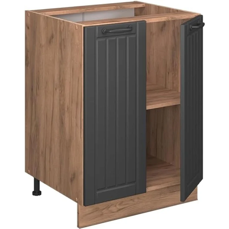 Küchenunterschrank Fame-Line Dunkelgrau 60 cm , AP Eiche Vicco – Bild 5
