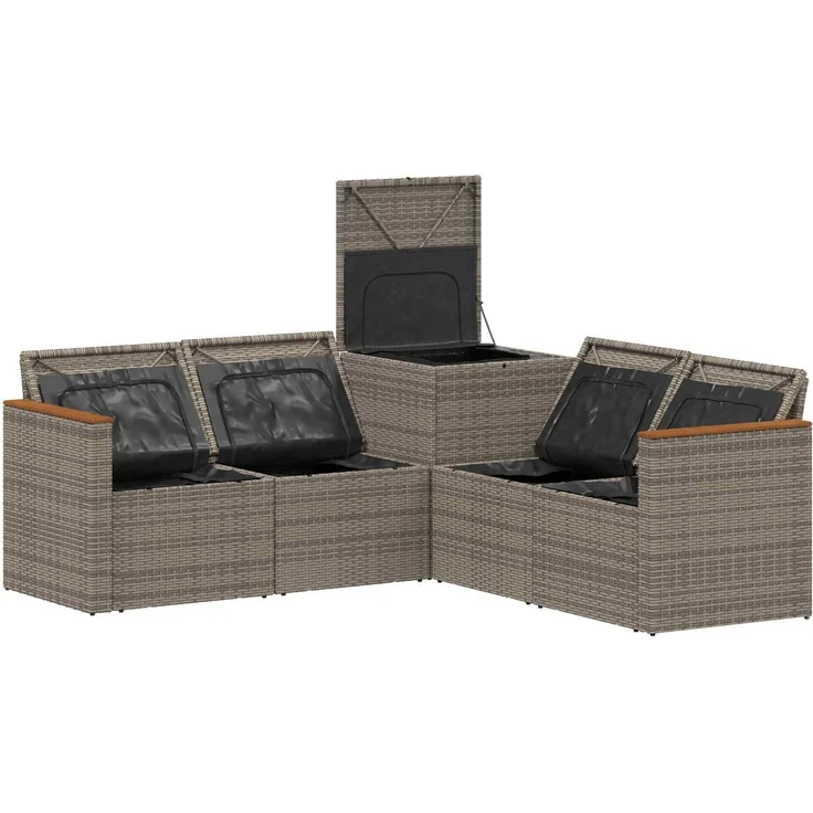 vidaXL Sofa Set 5 stk. Grau und Marineblau Polyrattan und Stahl 3447937 – Bild 6