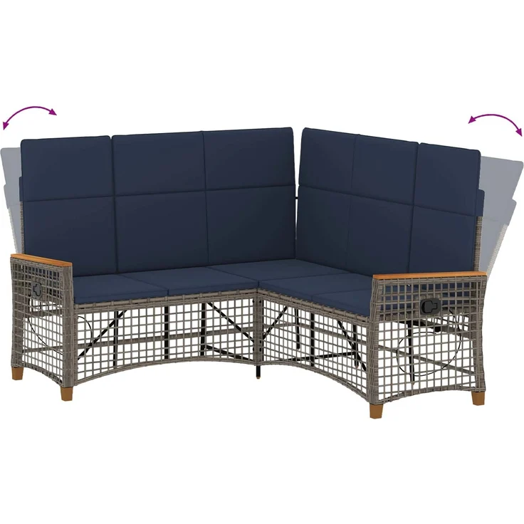 vidaXL Garten Liegesofa Set Grau und Marineblau 164 x 164 x 112 cm 42026827 – Bild 9