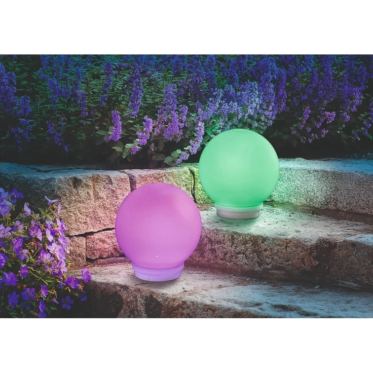 Solar Leuchtkugelset multicolor, 2er Set, schwimmend, Akku, Fernbedienung, mehrere Funktionen, runde schwimmfähige Lichtkugel, Gartenkugel, Solarkugel, 8 Lichtfarben, wetterfest, outdoor 102130 – Bild 6