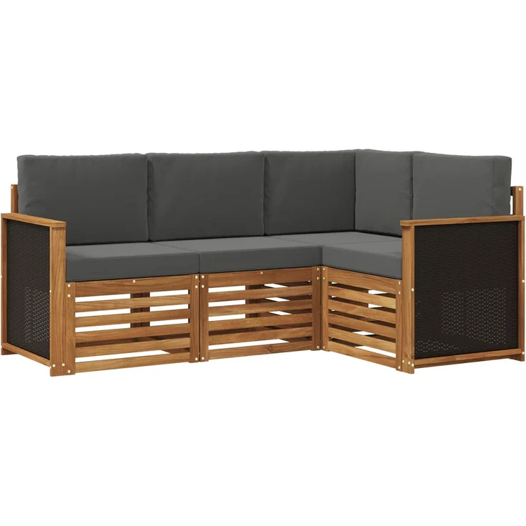 vidaXL Outdoor-Sofagarnitur 4 stk. 4-Sitzer Natur und Anthrazit 3384283 – Bild 2
