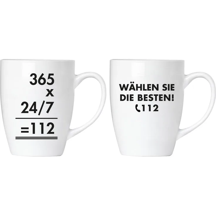 Tassen Set "Wählen Sie die Besten! 112 Feuerwehr" 2 Kaffeebecher aus Keramik Geschenk mit Grußkarte
