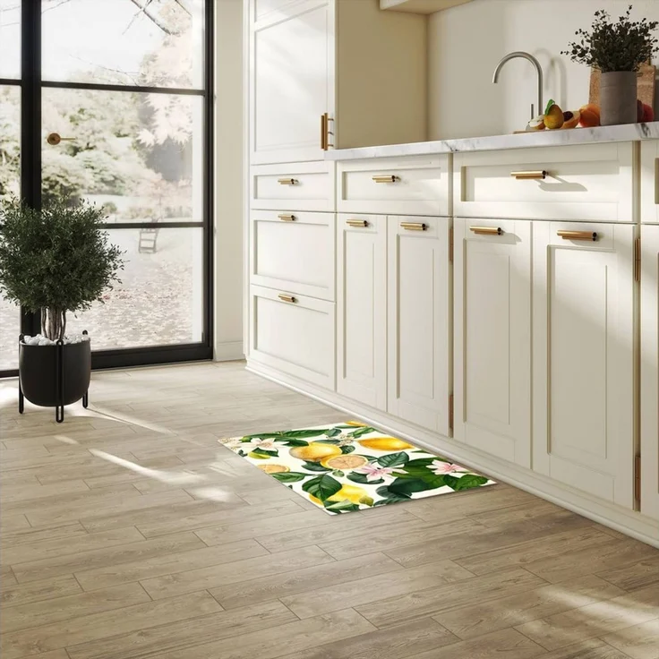 Primedeco Teppich Küchenteppich Zitronenblumen PVC rutschfest abwaschbar Läufer, Rechteckig, Höhe: 3 mm, Pflegeleicht & Wasserabweisend – Bild 4
