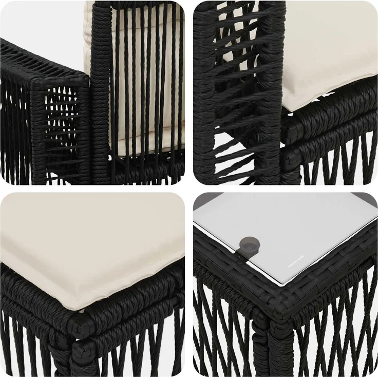 vidaXL Gartensofa-set 7 stk. Schwarz 55 x 55 x 37 cm Poly-Rattan 3435055 – Bild 7