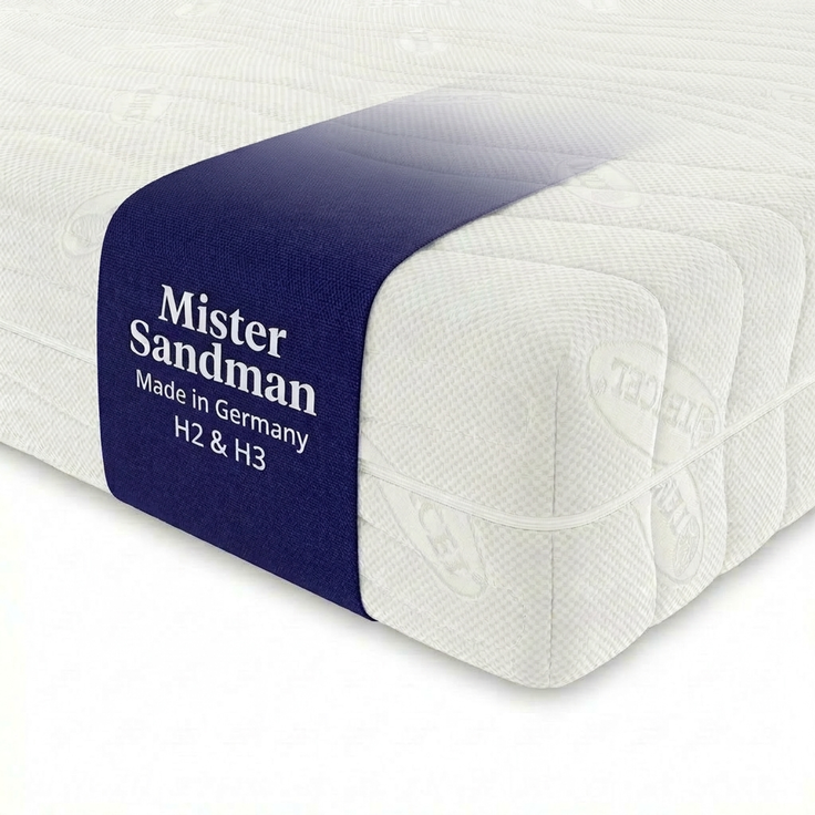 Mister Sandman Hybrid Matratze 100x200 cm H2/H3, 22 cm Höhe, 7-Zonen Kaltschaum & Gelschaum, Wendematratze, Atmungsaktiver Lyocell Bezug, Waschbar