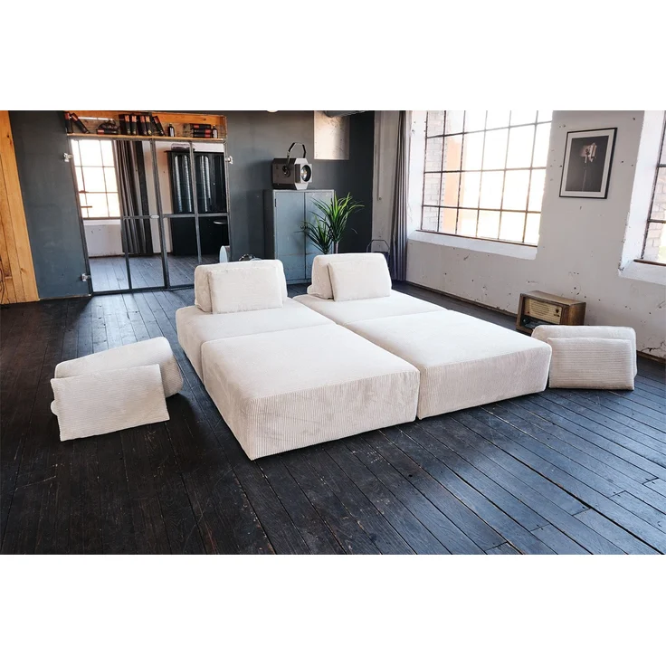 KAWOLA Modulsofa WIOLO SOFT 4 Module 4 Rückenkissen Cord cremeweiß 84 x 222 x 333 cm – Bild 6