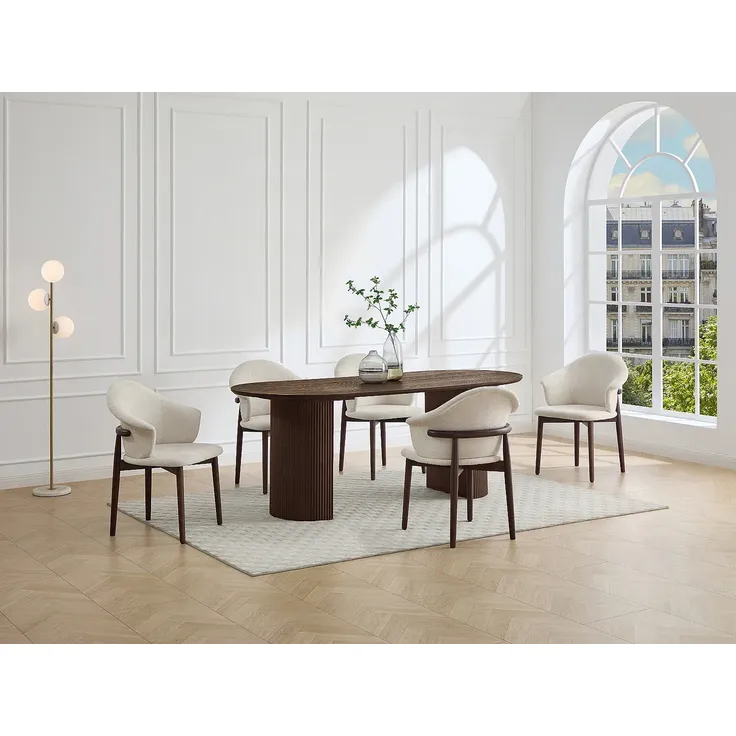 Vente-unique - LUMELY Stuhl Stoff Beige - B 60 cm x H 82 cm x L 53 cm