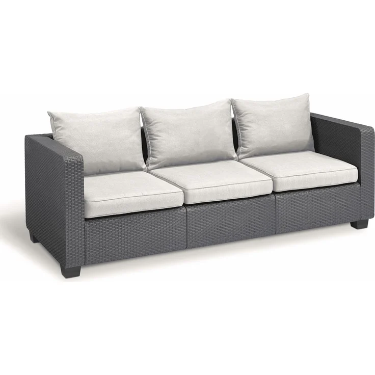 Allibert Salta 3-Sitzer in Anthrazit mit Kissen | Wetterfester Rattanoptik-Gartencouch – Bild 4