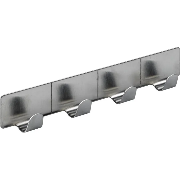 Hettich Hakenleiste selbstklebend 4 Haken Stahl Edelstahl Optik Hakenleisten