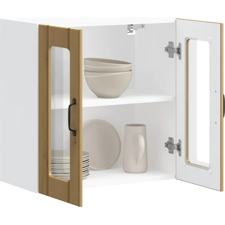 vidaXL Küchen-Hängeschrank mit Glastür Lucca Artisan-Eiche Holzwerkstoff 853916 – Bild 4