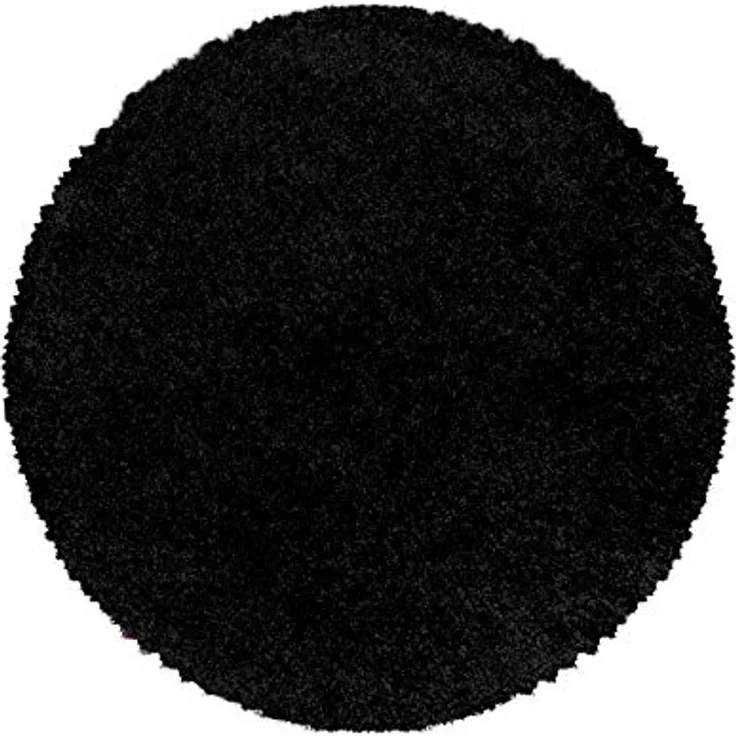 Carpetsale24 Shaggy Hochflor Teppich 80 cm Rund Schwarz weich flauschig modern einfarbig Für Eingangsbereich oder kleine Nischen für Wohnzimmer Schlafzimmer Flur