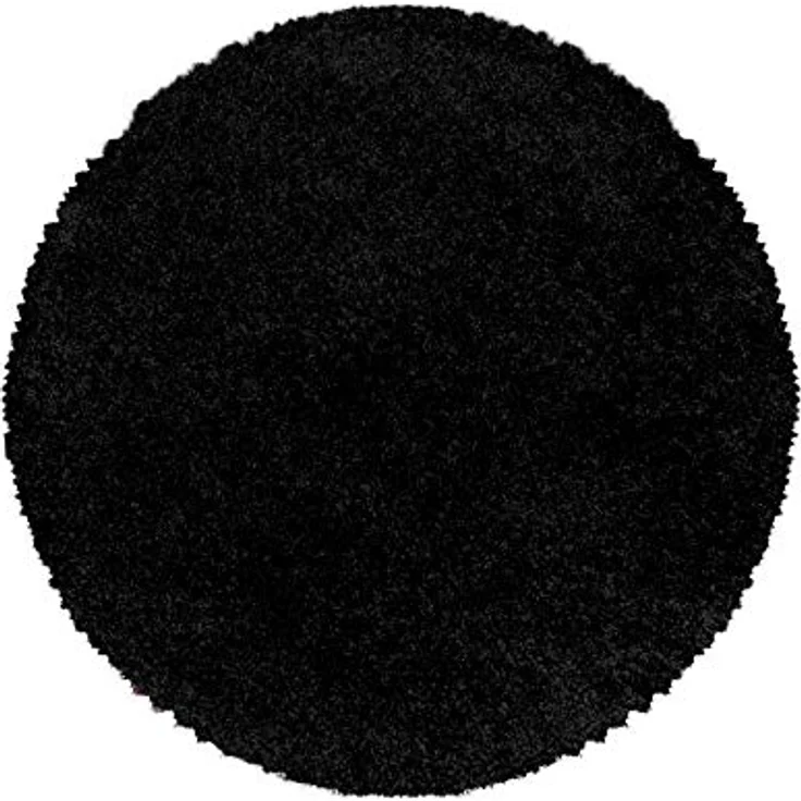 Carpetsale24 Shaggy Hochflor Teppich 80 cm Rund Schwarz weich flauschig modern einfarbig Für Eingangsbereich oder kleine Nischen für Wohnzimmer Schlafzimmer Flur – Bild 1