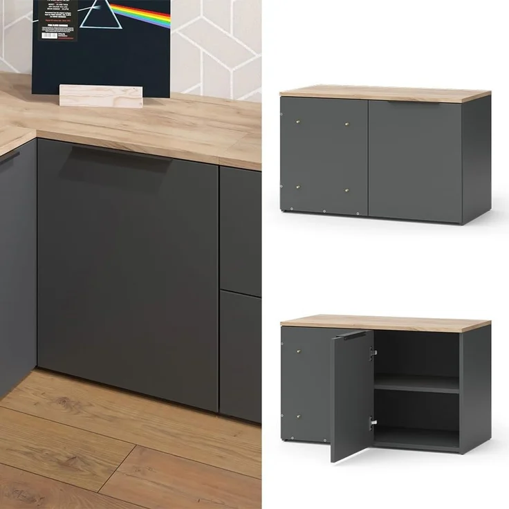 Eckkommode Wido Anthrazit 80 x 50 cm Eck Kommode mit Tür Vicco – Bild 4