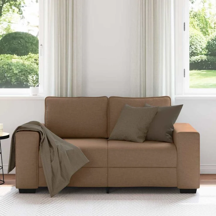 vidaXL 2-Sitzer-Sofa Braun 160x77x82 cm Stoff 4105160 – Bild 3