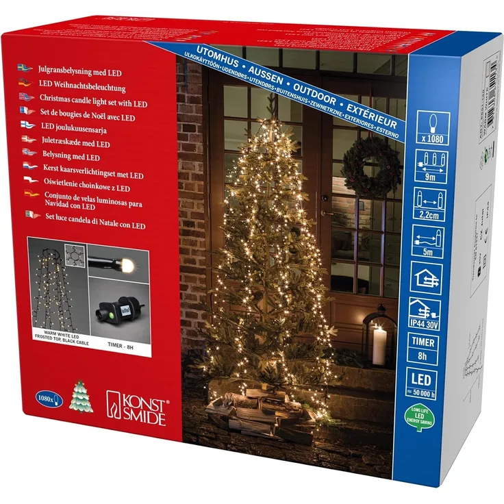 KONSTSMIDE LED-Baummantel, 1080-flammig, Micro LED Compactlights Lichterkette mit Ring