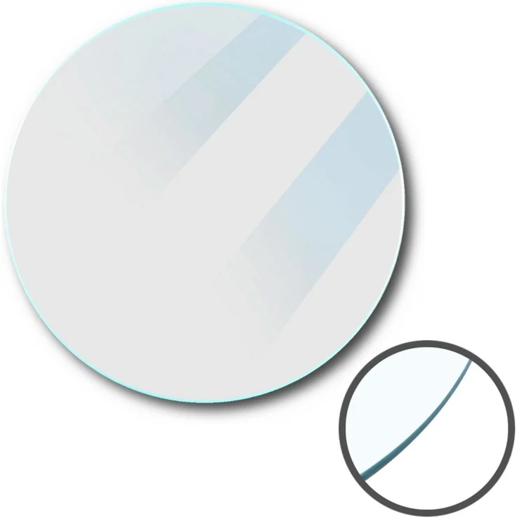 HOOZ Tischplatte aus Glas Ø 70 x 0,6 cm oder als Funkenschutzplatte für den Kamin (Klarglas, 1 St, ESG-Sicherheitsglas), mit hochwertigem Facettenschliff