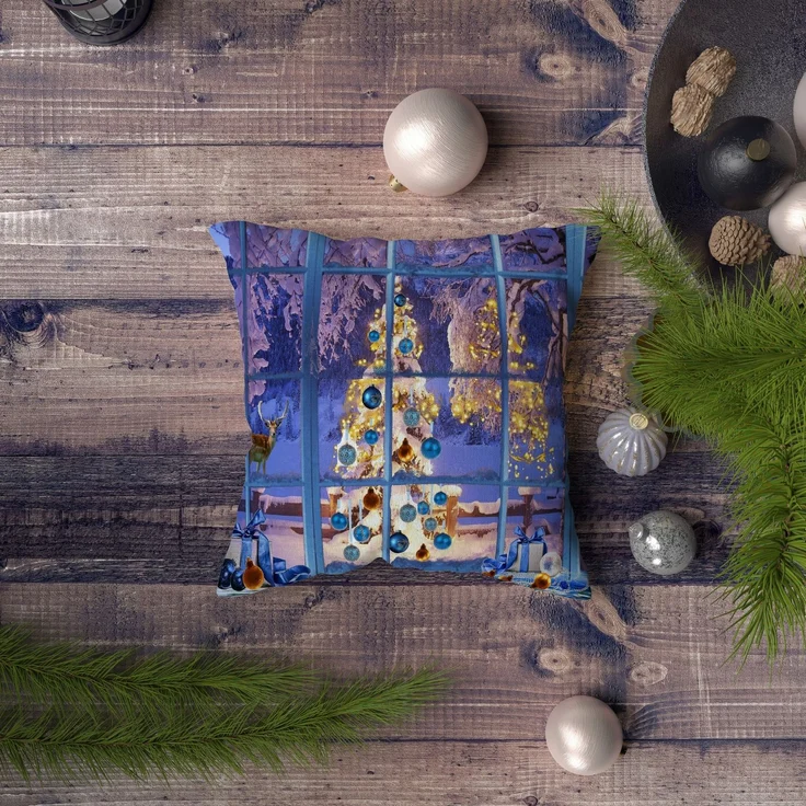 Evila Originals 'NYXMAS050' Kissenbezug, Mehrfarbig, 43 x 43 cm