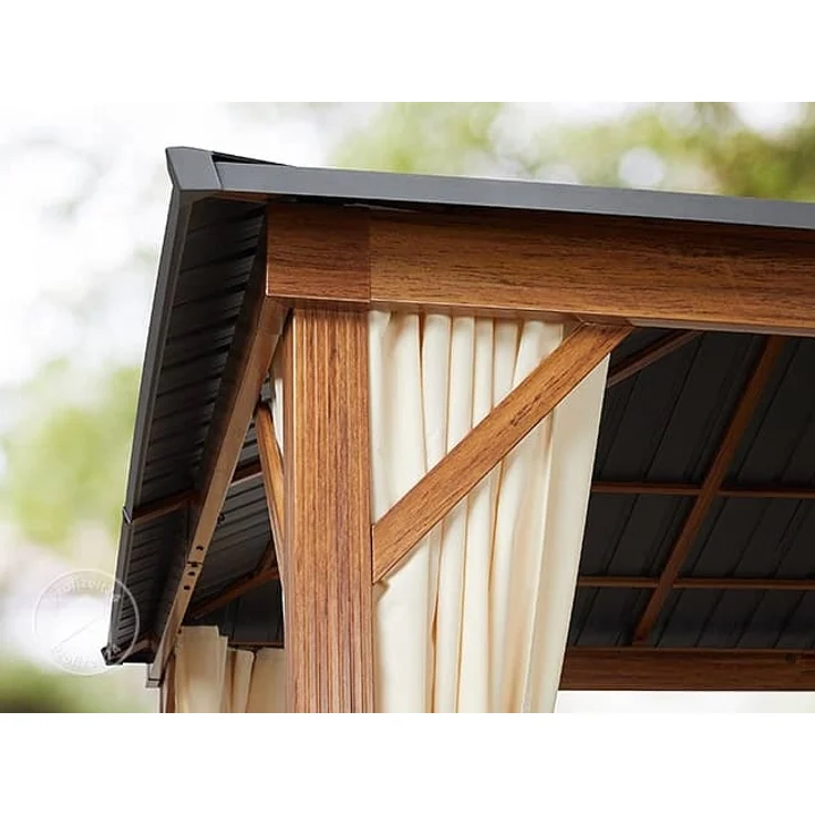 Gartenpavillon 3x3 m Holzoptik, Stahldach Hardtop 4 Seitenteile in champagner – Bild 6