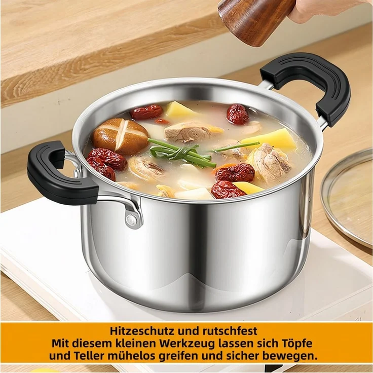 FOUORTUNATE-BEE Topflappen Topfgriff-Schutz aus Silikon, hitzebeständig, 6-teiliges Set, Praktischer Küchenhandschutz für Töpfe und Pfannen – Bild 3