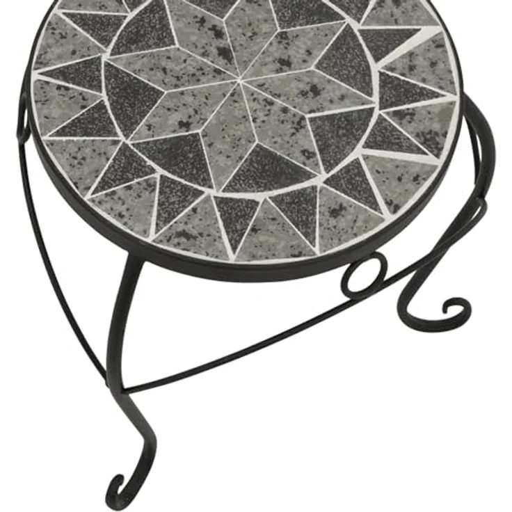DEGAMO Beistelltisch SIENA (3-er Set), 32cm/27cm/21cm, Stahl + Keramik in Mosaikoptik grau/weiss – Bild 6