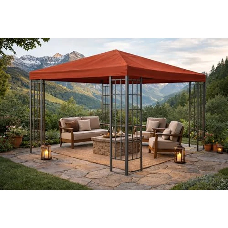 QUICK STAR Ersatzdach für Rank Pavillon 3x3m, Terra, 100% Polyester mit PVC-Beschichtung, Maße 300x300cm, inklusive Klettbänder zur Befestigung – Bild 3
