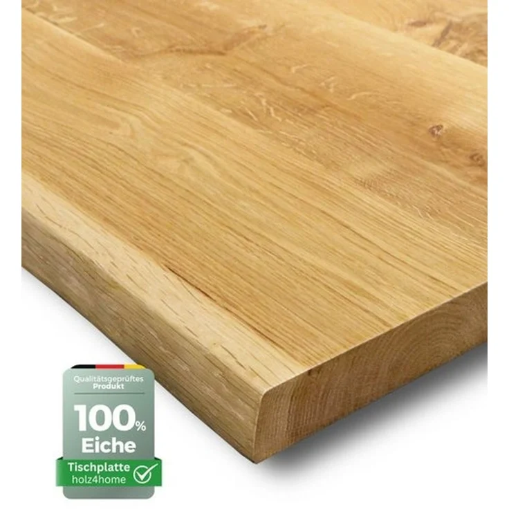 holz4home® Esstischplatte Massivholz Eiche mit Baumkante I Massivholzplatte Natur Geölt Echtholz, Vollflächig 4cm dickes Massivholz – Bild 4