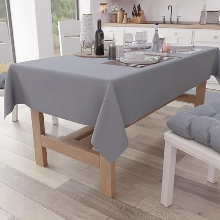Petti Artigiani Italiani - Tischdecke, Küchentischdecke aus Baumwolle, einfarbig, quadratisch, grau, für 4 Plätze (140 x 140 cm) – Bild 1