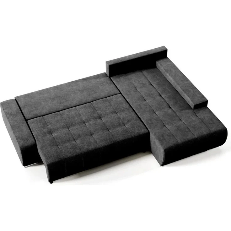 Beautysofa Ecksofa Draco L, Grau, Dunkelgrau, inkl. Wellenfedern Ecke mit Einfügung, mit Schlaffunktion – Bild 3
