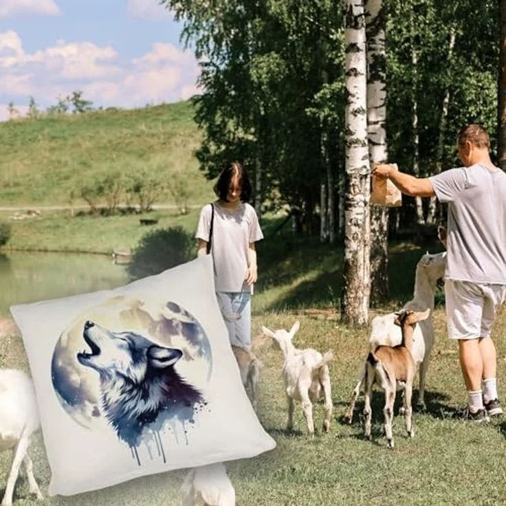 speecheese Dekokissen Wolf im Mondschein Kissen – Bild 5