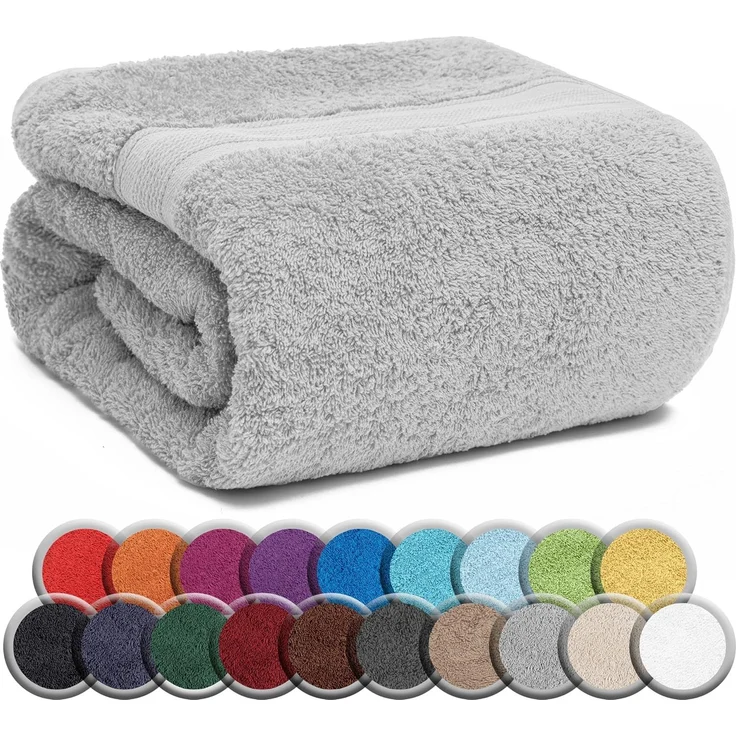 NatureMark SAUNATUCH/Badetuch – Premium Qualität 80x200 cm – Sauna-Handtuch 100% Baumwolle – Farbe: Silber grau