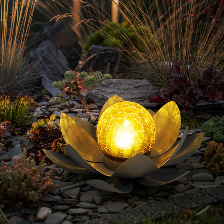 3er Set LED Solarleuchten mit Glas Kugel in Crackle Optik – Bild 8