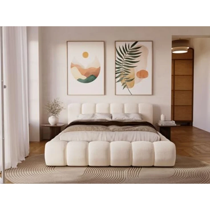 Graingold Polsterbett Doria, Creme, 140x200 cm, mit geräumigem Bettkasten und stabilem Holzrahmen – Bild 3