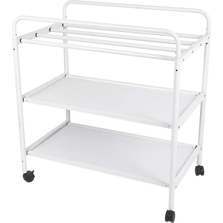 Wasserdichter mobiler Wickeltisch mit Ablagekorb, klappbar, max. Belastbarkeit 50 kg, Wickeltisch für Babys mit Badewanne, mit 4 360° geräuschlosen Rädern,84 x 72 x 90 cm (Weiß) – Bild 1
