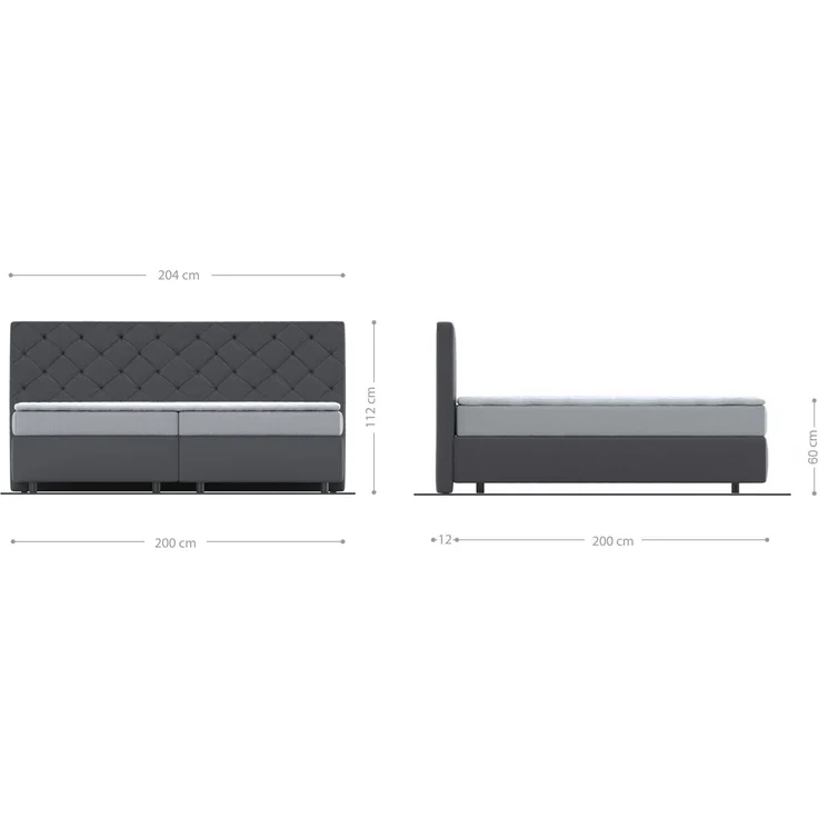 Boxspringbett Dream-Great Mikrofaser Grau 200x200 cm mit Taschenfederkernmatratze und Topper Visco – Bild 5