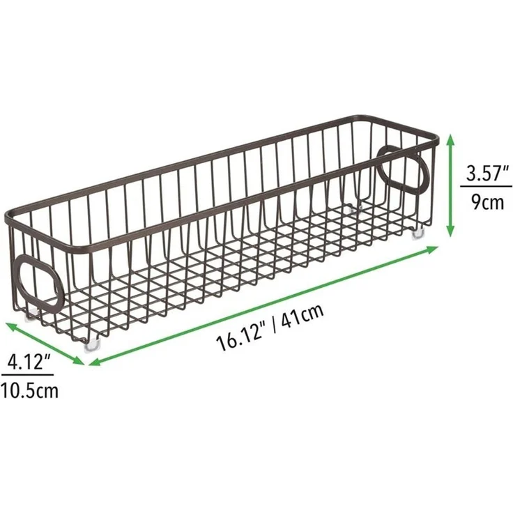 mDesign Küchenkorb Drahtkorb Aufbewahrung Organizer 4er-Set Metall Bronze Griffe – Bild 2