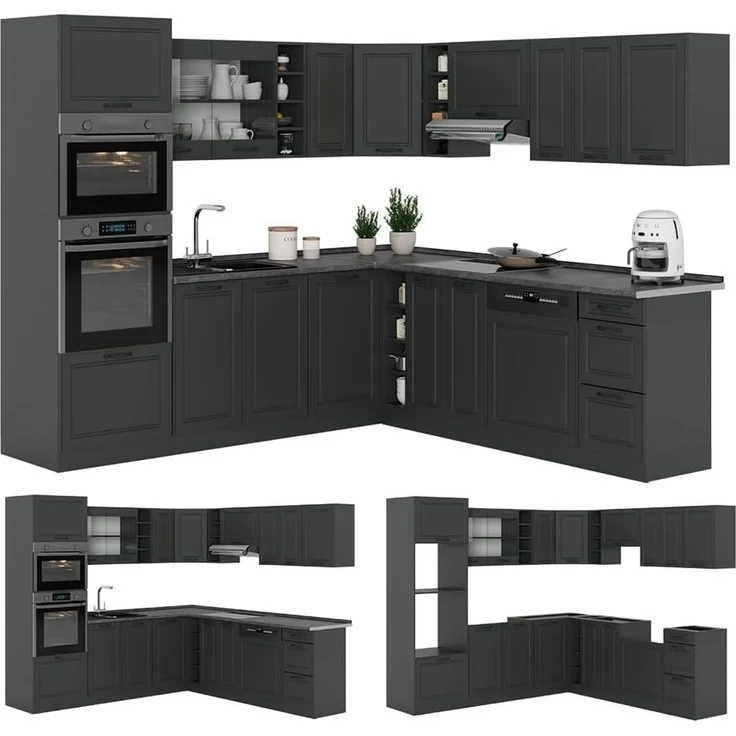 Eckküche R-Line Anthrazit Landhaus/Anthrazit 247 x 237 cm, AP Anthrazit Vicco – Bild 7