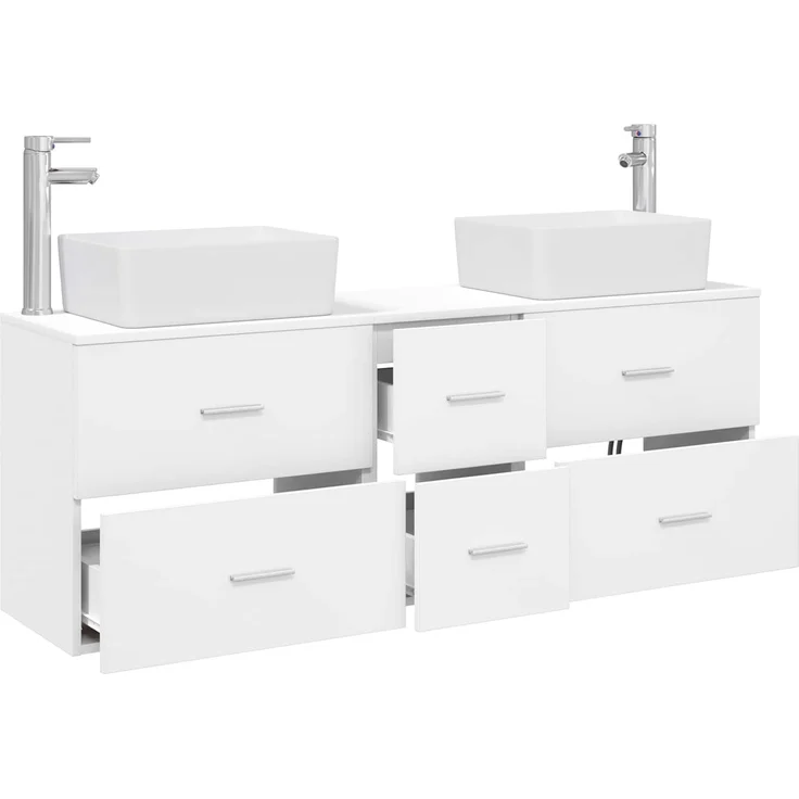 vidaXL Badezimmerschrank-Set 3 stk. Weiß 136 x 35 x 80 cm 3405859 – Bild 3